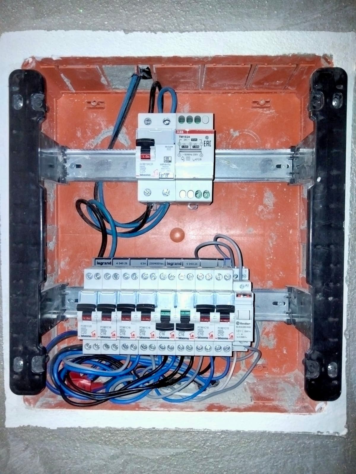 Centralino elettrico residenziale appena installato